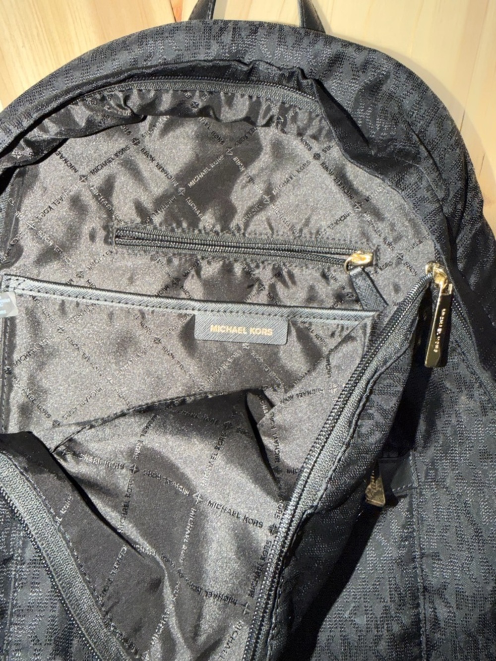 Michael Kors Black Nylon Backpack with Gold Hardware - Picture 2 of 3